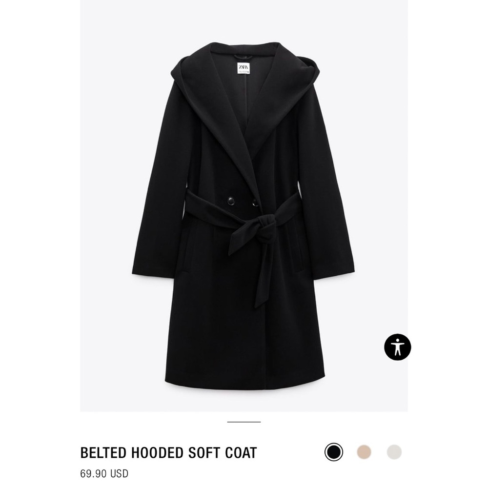 ZARA Belted Hooded Soft Coat